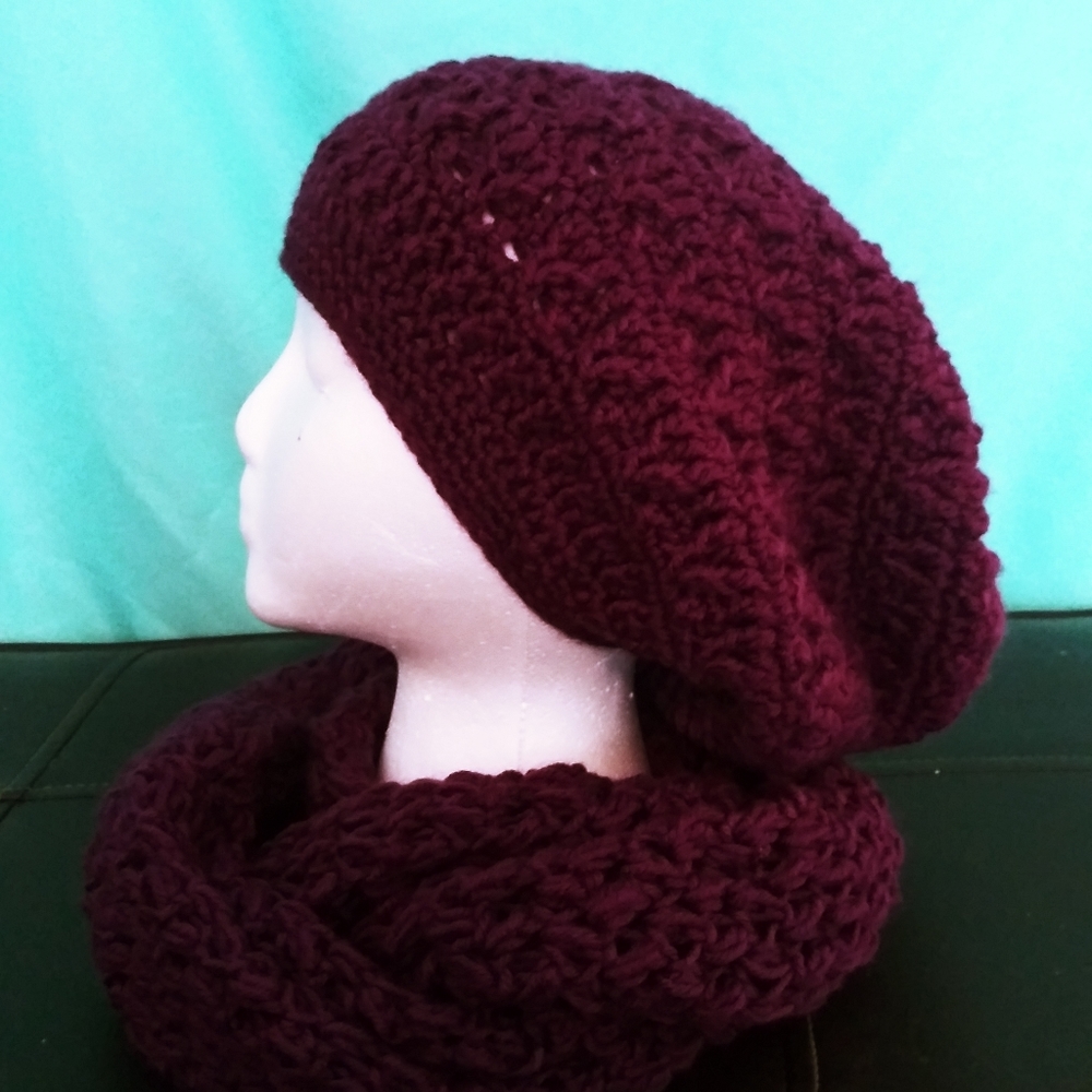 Handmade crocheted hats and scarfs